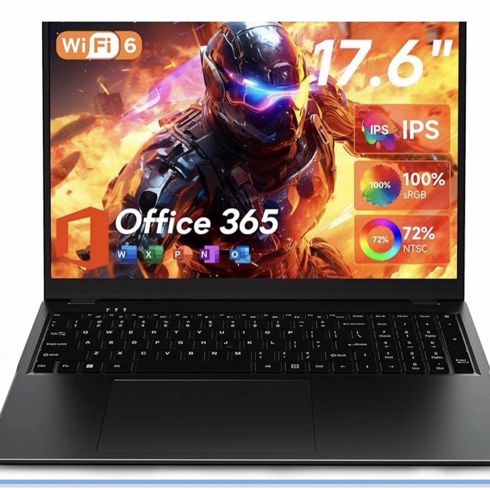 17.6" Black Laptop with IPS Display, WiFi 6 and Office 365 Included